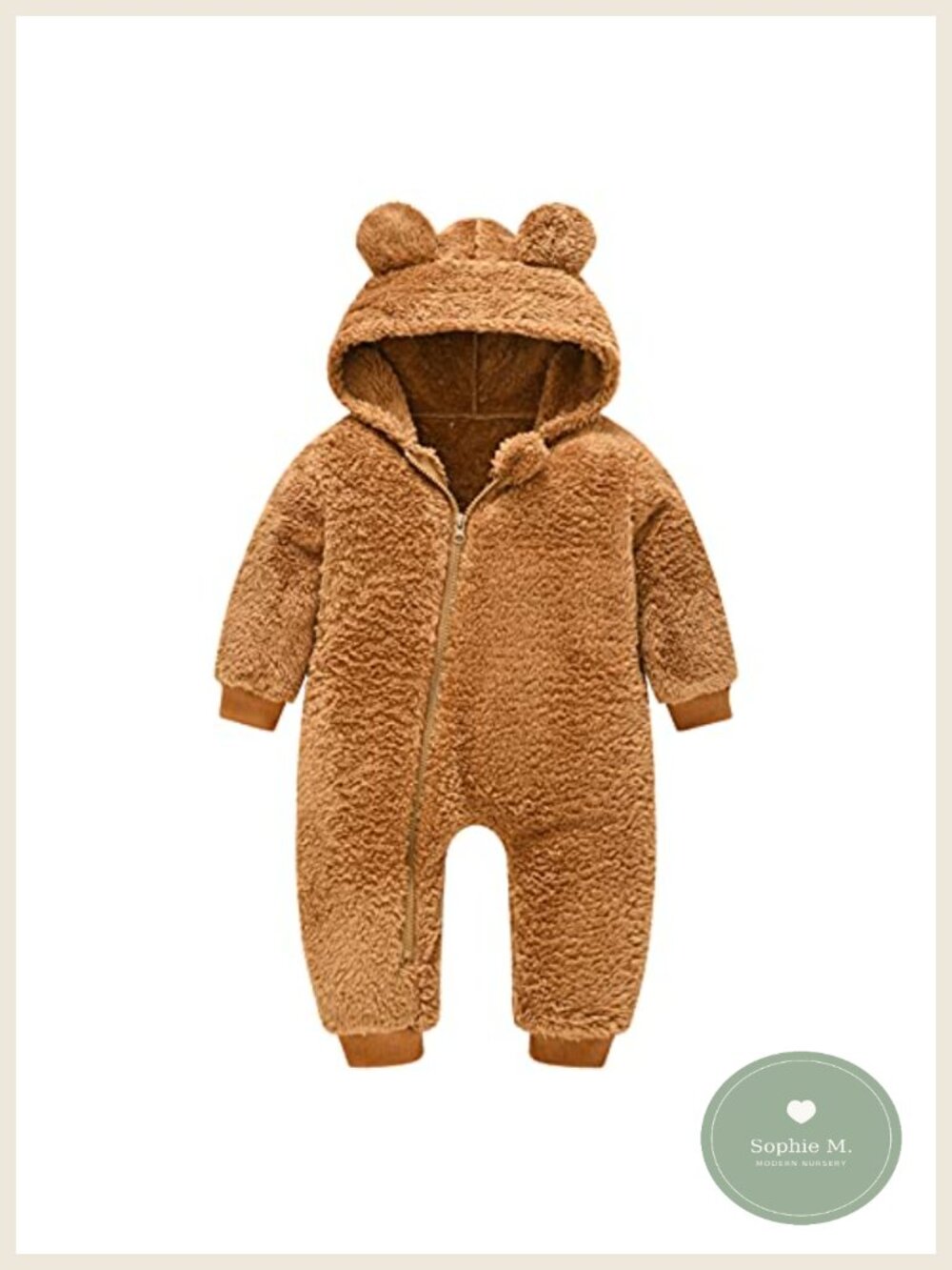 Baby Fleece Jumpsuit Bear Ear Hooded Snowsuit Warm One-Piece Romper